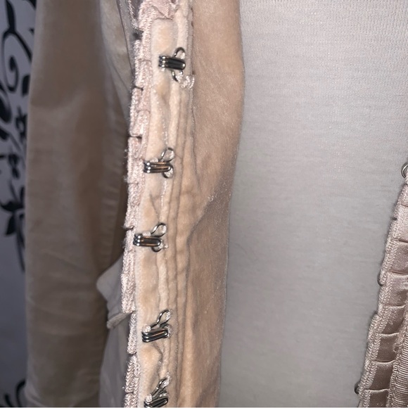 WHBM Sz 6 Tan Champagne Velvet Pleated Placket Collar Blazer - Picture 8 of 11